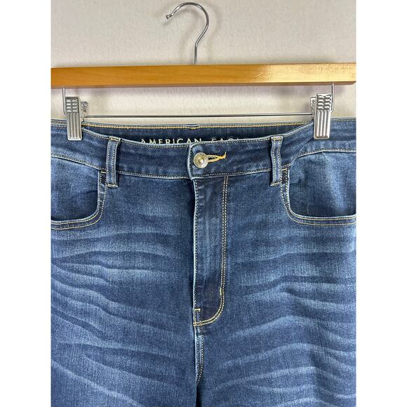 Woman's American Eagle High Rise Dark Wash Skinny Jeans - Size 14 - Picture 4 of 12